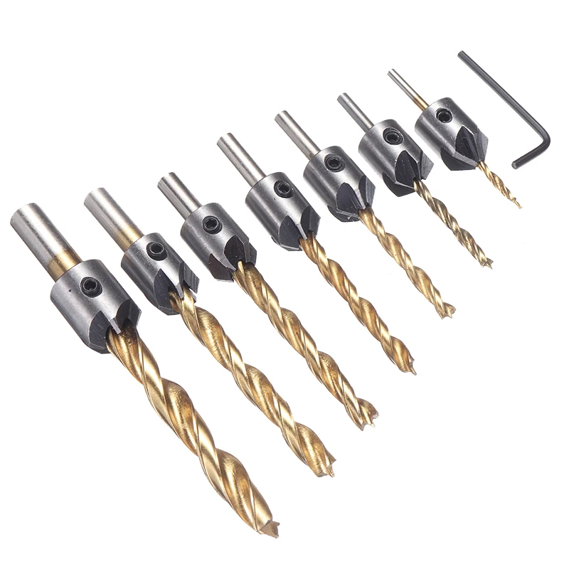 

Набор сверл для фаски по дереву, с титановым покрытием, 8 шт.