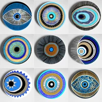 colourful bohemian wall plate blue evil eye painting decorative plate porcelain decor garden home bar art display plate