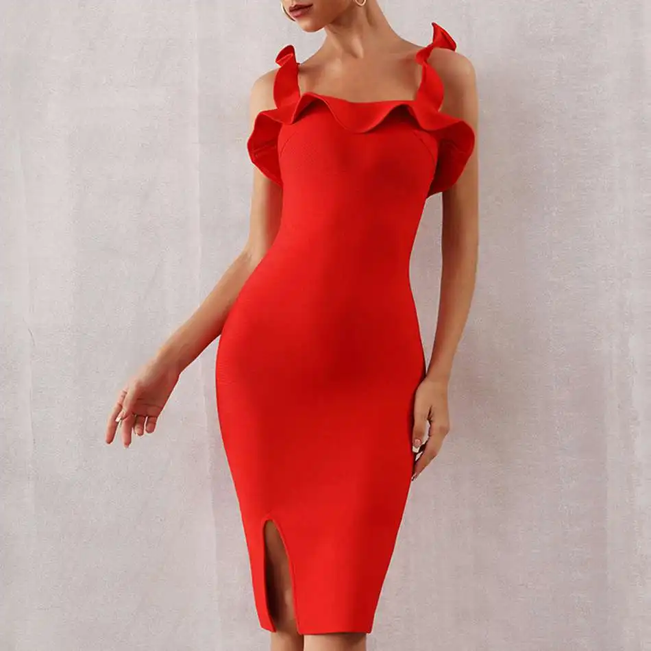 Женское облегающее платье Seamyla красные вечерние платья миди в стиле Звезд для