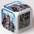 Новые Аниме-фигурки Fortnites, игрушки, будильник, студенческие настольные светодиодные цифровые часы с изменением цвета, ночсветильник, термометр, подарок на день рождения