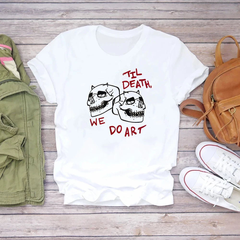 

Til Death We Do Party Skeleton Art Lover Kawaii Sexy Woman Tumblr Girls Tshirt Vintage Summer T-shirt Female Soft Girl Aesthetic