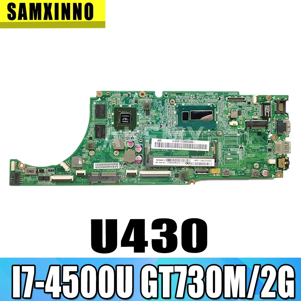 

SAMXINNO Genuine FRU:90003350 For Lenovo Ideapad U430 U430P Laptop Motherboard DA0LZ9MB8F0 LZ9 I7-4500U GT730M/2G Fully Tested