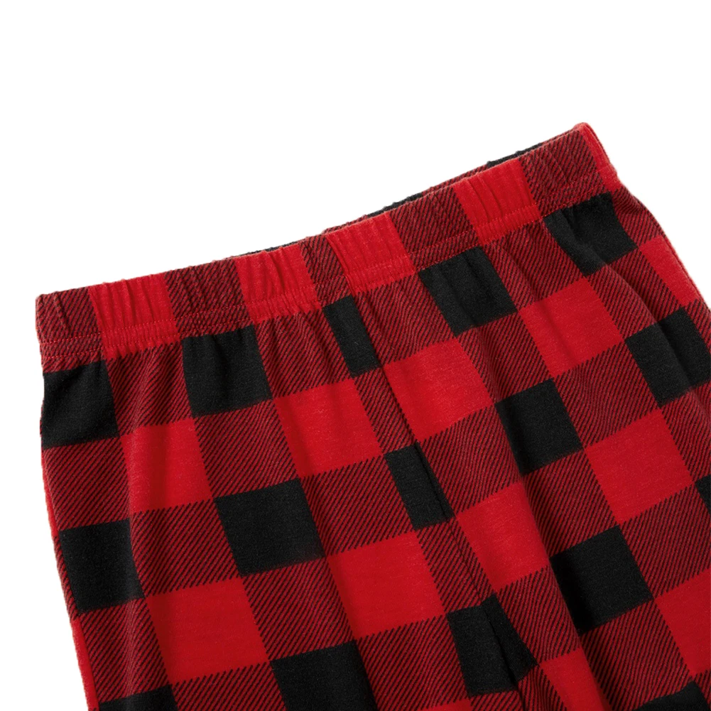 

AA 2020 Fashion Family Parent-child Costume Christmas Element Pattern Top and Elastic Plaid Trousers Two Piece Set