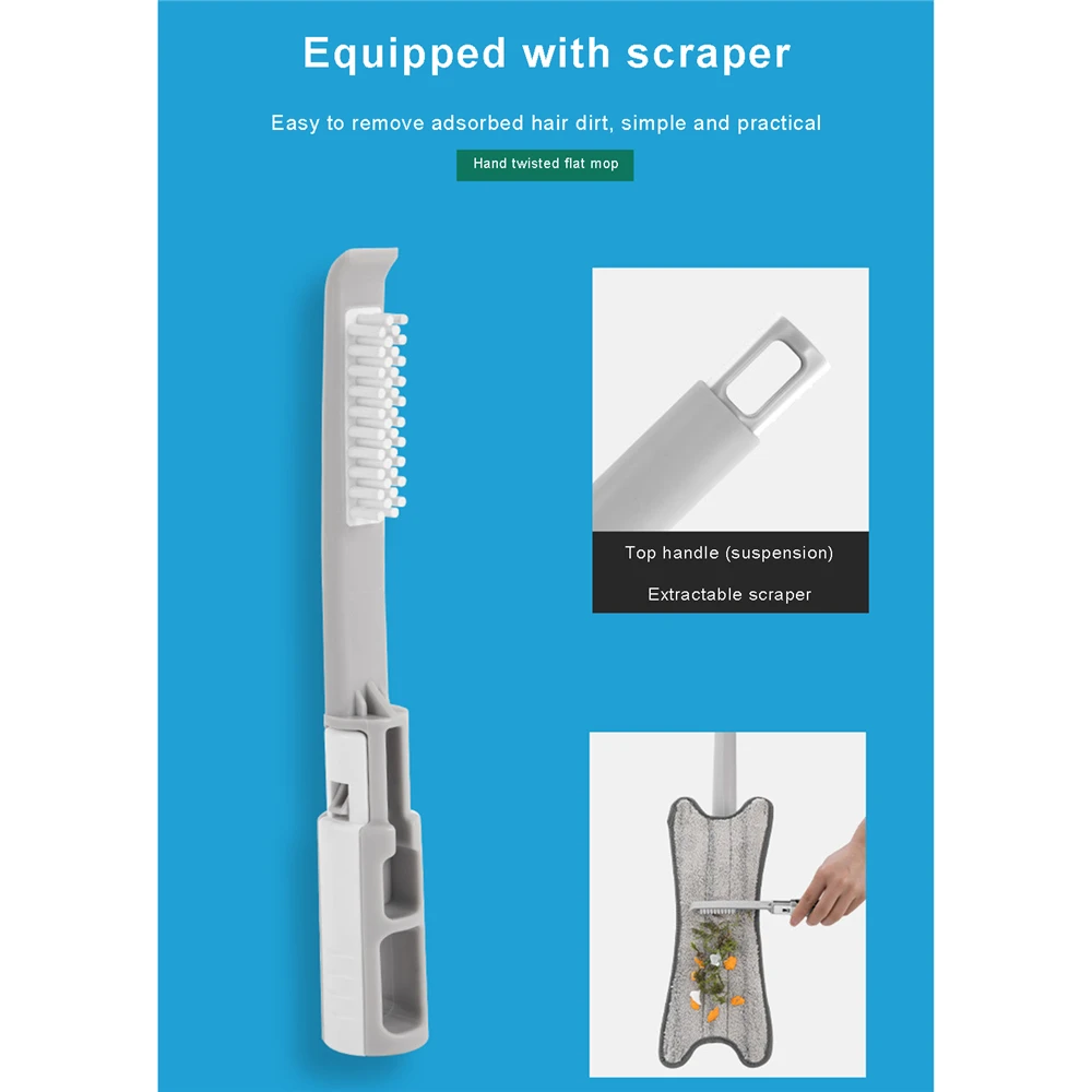 

Free Hand Washing Lazy Mop Hand-washing Flat Mop X Shape 360 Rotation Head with Hanging Hole Design Household Cleaning Tools