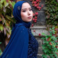 hand sew beaded chiffon scarf with colorful stones muslim islamic ladies embellished hijab shawl 75180 cm r01