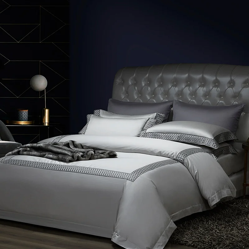 1000TC Египетский хлопок Королевский роскошный комплект постельного белья синий