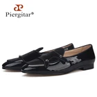 Piergitarчерного цвета из лакированной кожи; Мужские модельные туфли; Стразы пряжка бельгийского лоферы на стул для свадьб и банкета ручной работы в Гуанчжоу