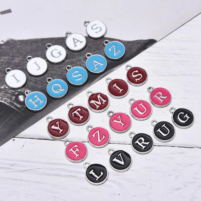 

26Pcs A-Z Alphabet Letters Two-sided Enamel Charms Pendant DIY Jewelry Making