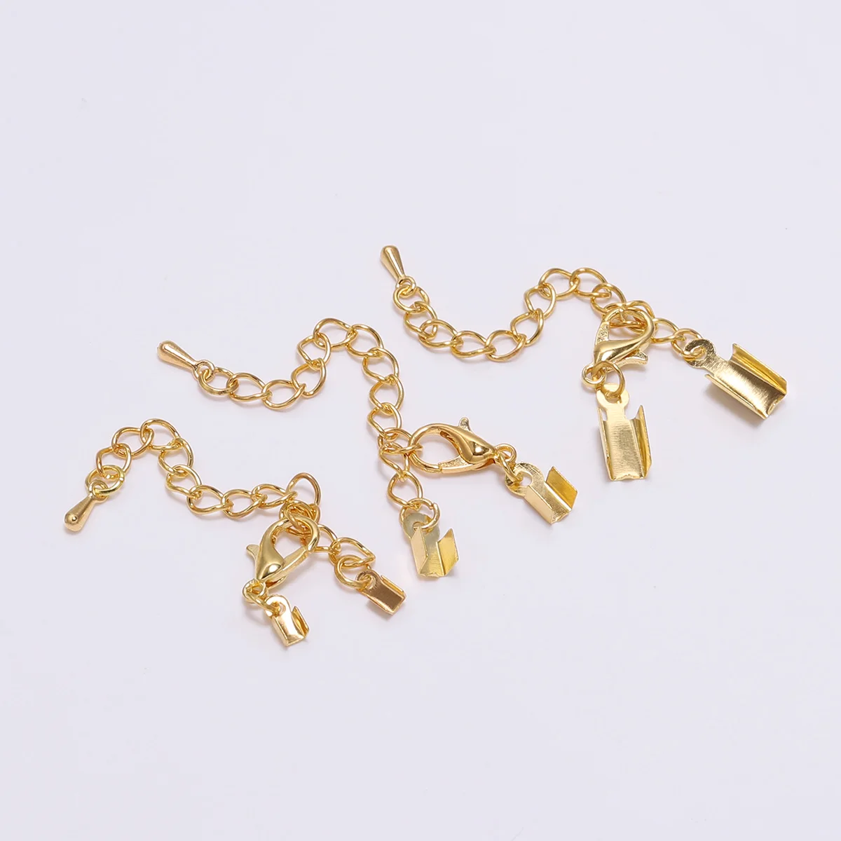 

10pcs/lot 3 4 5 8mm Cord clips End Caps With Lobster Clasps Chain Fit Round Leather Cord Connectors For Jewelry Making Supplies