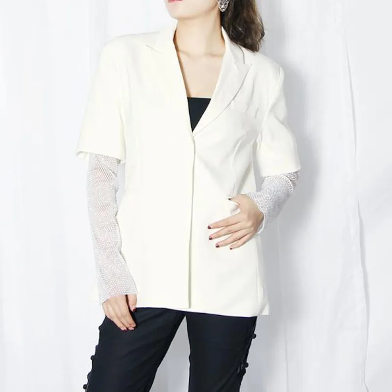 

Spring Womens Blazers Loose Casual Solid Color Suits Women Blazer Coat White Cotton Female Outwear Blazer Jacket