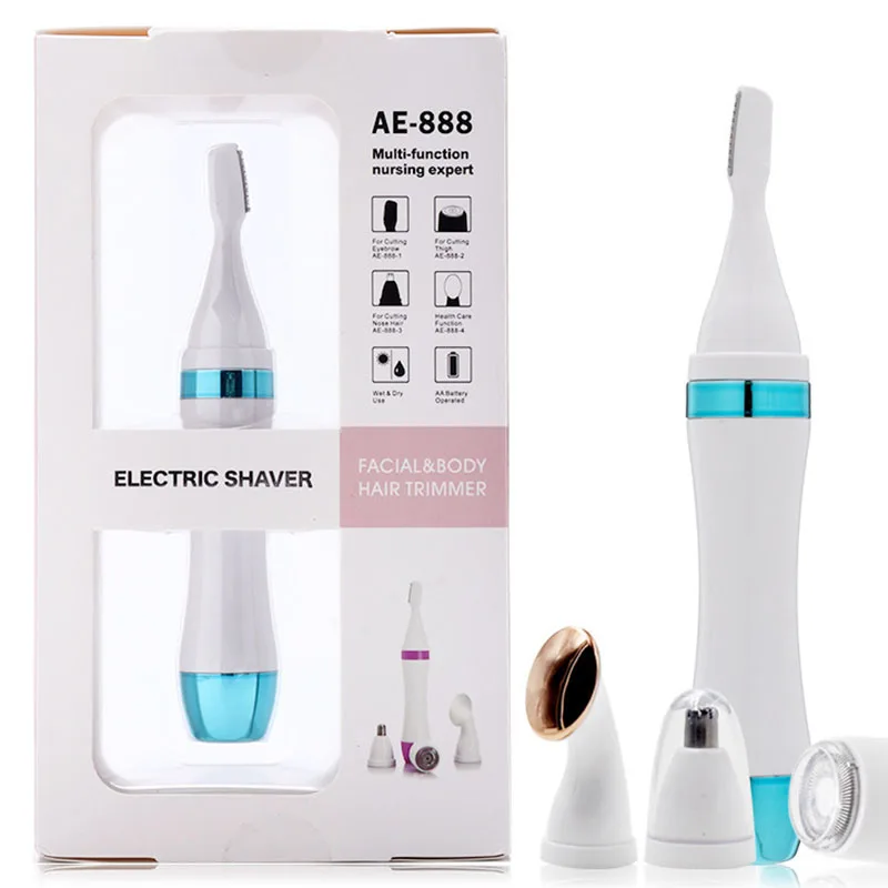

4 in 1 Women Shaver Painless Hair Removal Epilator Shaving Machine Face Beard Eyebrow Nose Trimmer Body Bikini Electric Razor