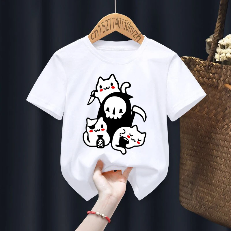Футболка для мальчиков и девочек Death Is A Cat Person | Детская одежда обувь