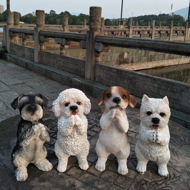 

CREATIVE SIMULATION ANIMAL RESIN PUPPY DOG CATS STATUES ORNAMENTS GARDEN LAWN BABY ROOM HOME DECORATION ARTIFICIAL DOG SCULPTURE