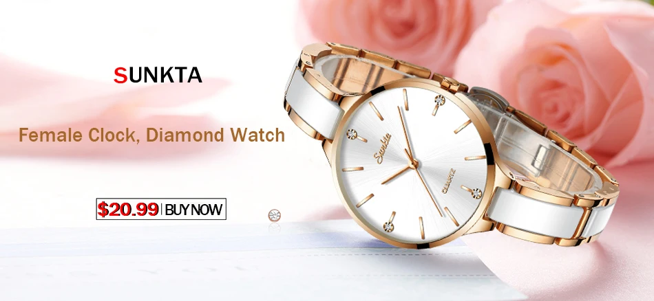 SUNKTA Fashion Women Watches Rose Gold Ladies Bracelet Watches Reloj Mujer 2019New Creative Waterproof Quartz Watches For Women