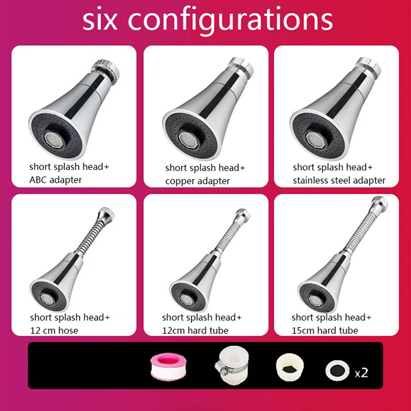 

1Pcs 2 Function Swivel Sink Faucet Aerator Bubbler High-Pressure ABS Faucet Spray Head Leak-Proof Super Nozzle Filter Adapter