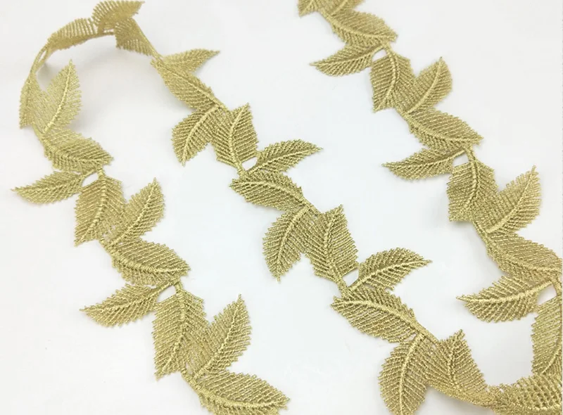 Модная Золотая Кружевная аппликация украшение из кружевной ткани с листьями для