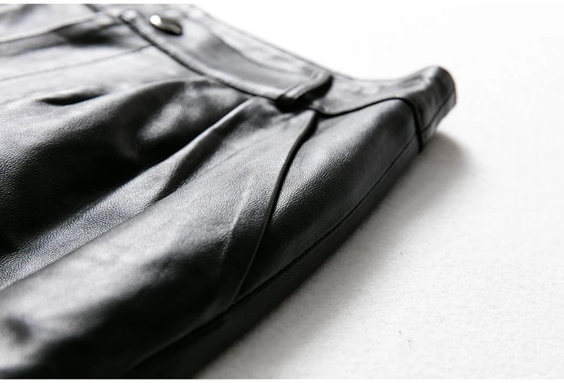 

JCHB 2021 100% Sheepskin Leather Pants Female Korean Fashion Harem Pants Black Trousers for Women Spring Pantalones De Mujer Pp