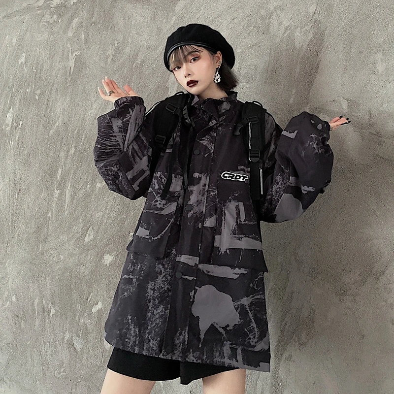 

Harajpoo Couple Jackets 2021 Spring Autumn New Korean Version Ins Style Street Hip-hop Graffiti Loose Thin Student Coat Tide
