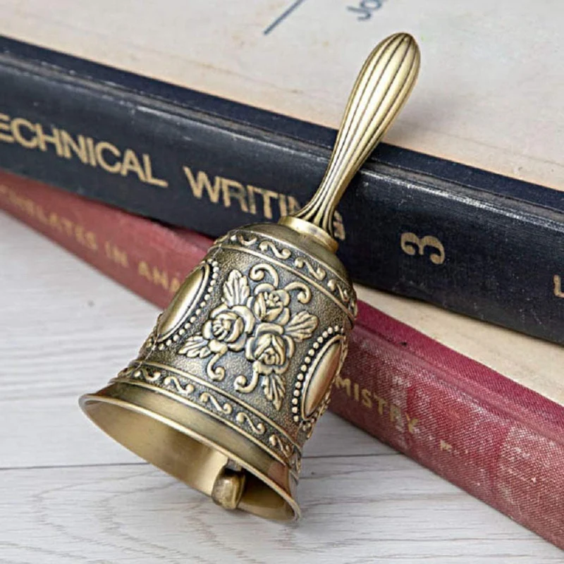 Hand Bell Metal Tone Ring Alarm Hold Service Call Desktop Tea Dinner Game Christmas Gold | Дом и сад