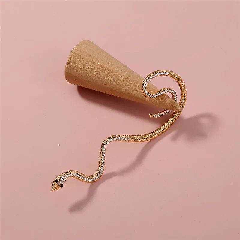 1 шт. новая мода панк змеиная форма хип-хоп кристалл циркон винтажный зажим для