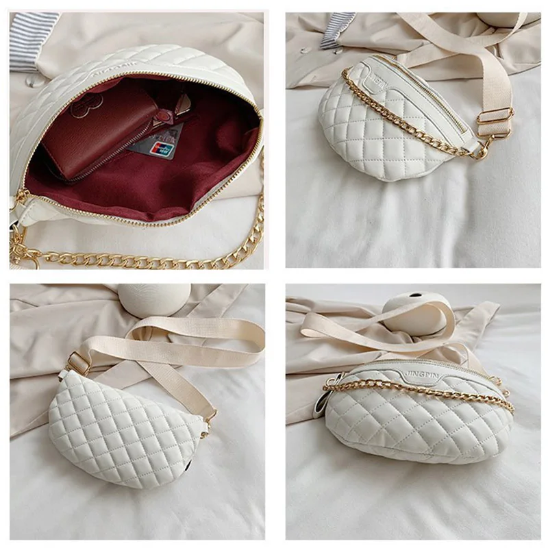 

Women Waist Packs Leather Chain Waist Belt Bag High-quality Crossbody Chest Bags Fashion Wild Girl Phone Pack Waist Bag Hip pack