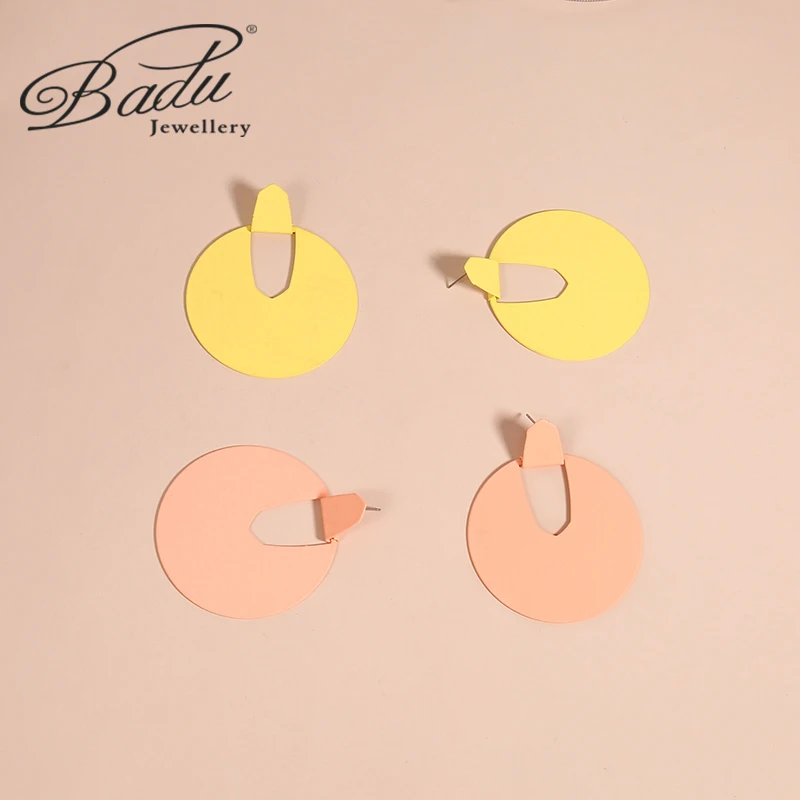 Badu новые корейские модные геометрические большие круглые серьги с подвеской