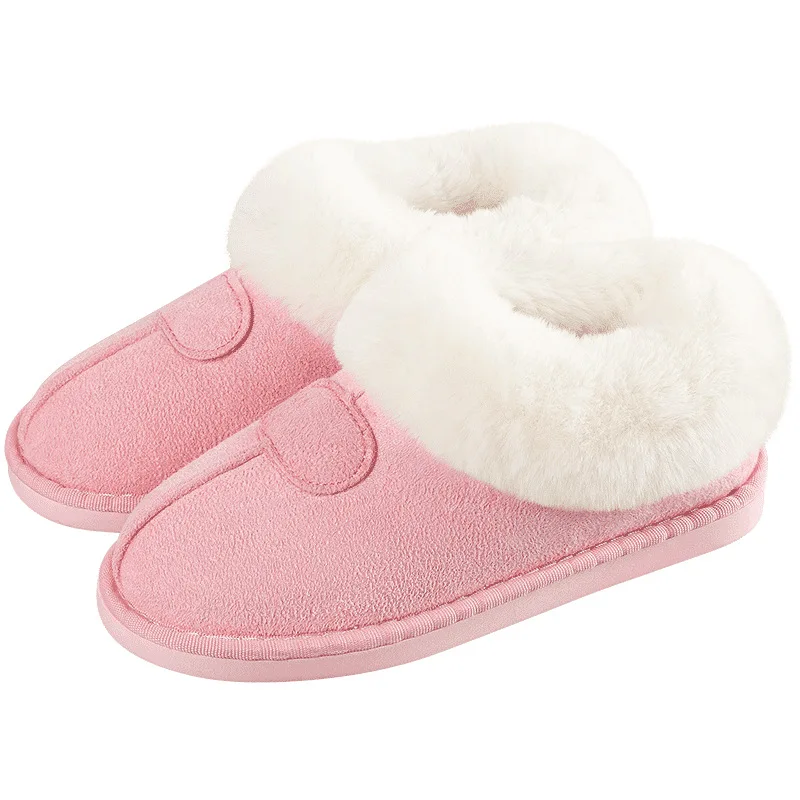 

Winter Home Slippers Female Indoor Fluffy Warm Womens Plush Cotton Slippers Lovers Bedroom Floor Fur Sliders House Suede Shoes