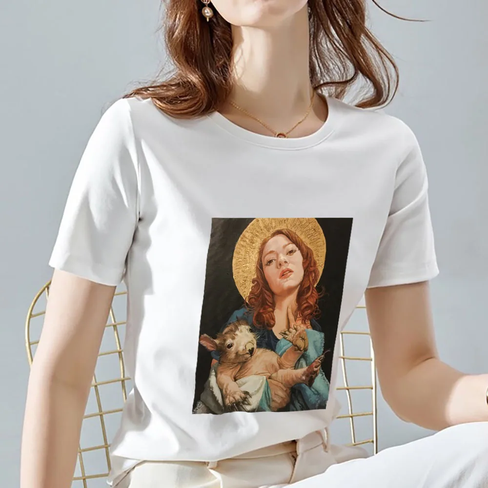 

Summer T-shirt Women's Casual Retro Hong Kong Style Funny Selfie Fashion Street Art Print Series T-shirt Round Neck Commuter Top