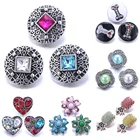 Женская Новинка 5 шт.лот модные 18 мм Ювелирные изделия с кнопками сделай сам сова цветок кристалл горный хрусталь браслет-застежка ожерелье оптовая продажа подарки