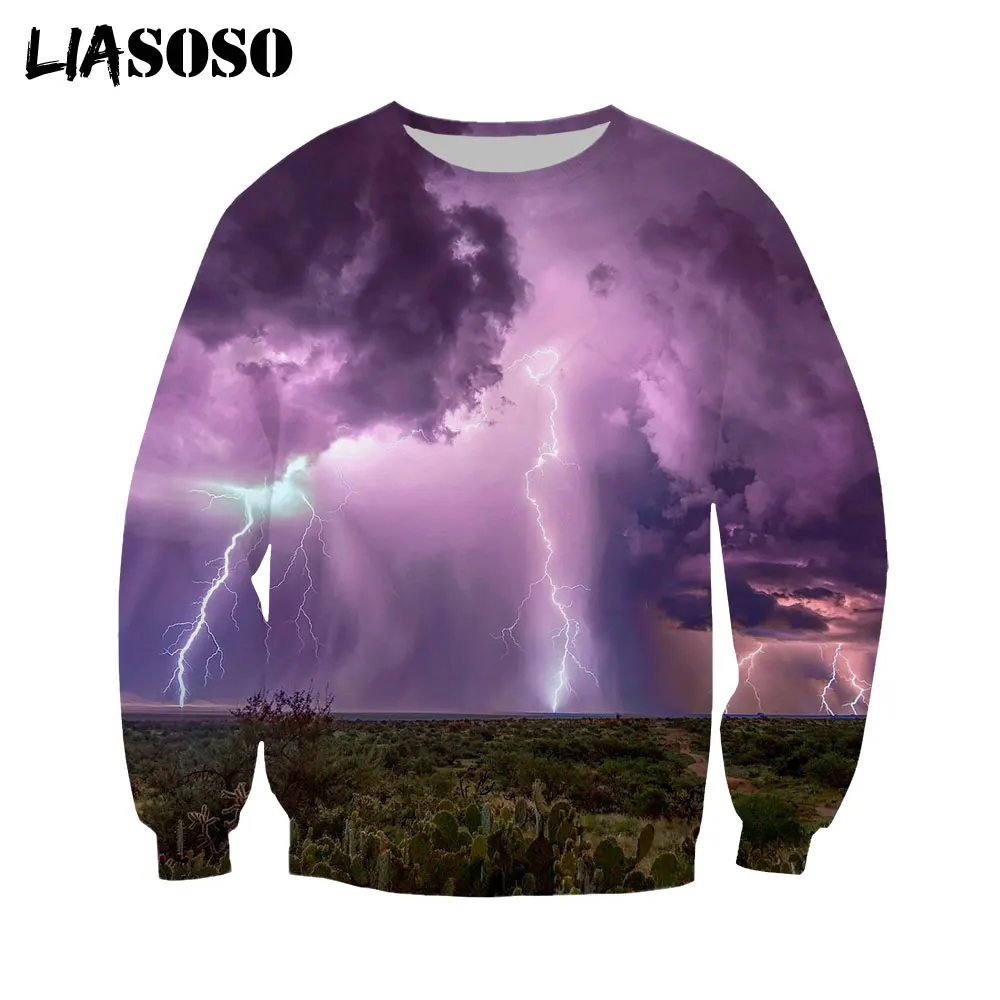 

LIASOSO 2021 Lightning Sweatshirt 3D Print Men Women Hoodies Hip Hop Fashion Street Clothes Long Sleeve Pullover Oversize