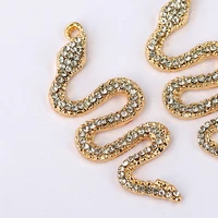 10pcs snake charms 5423mm full rhinestone cobra snake gold color necklace pendant accessories wholesale for diy handmade craft