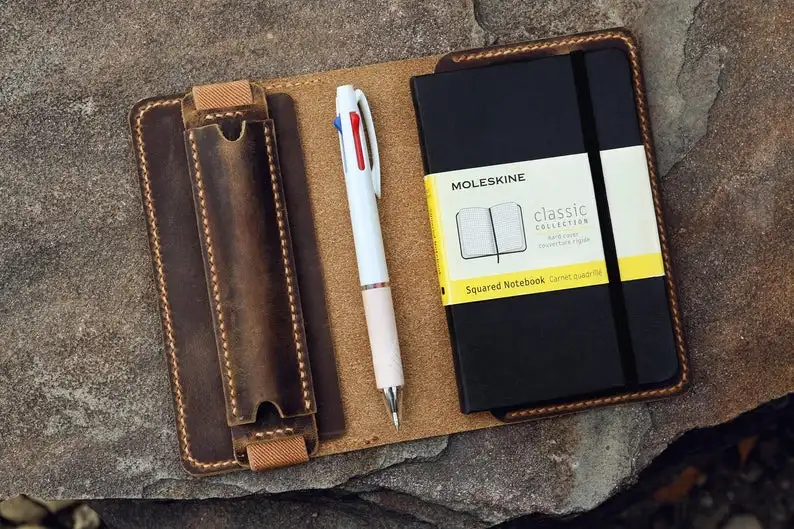 Персонализированный кожаный чехол Moleskine Размер кармана/кожаный для Cahier Volant Journal 3