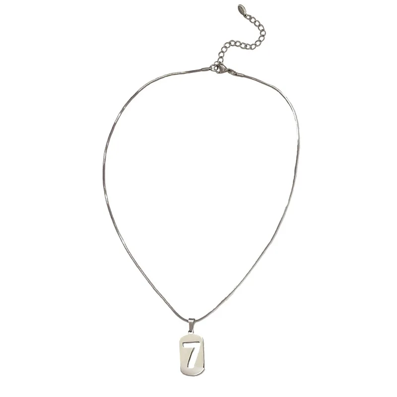 

Origin Summer Minimalist Titanium Steel Snake Chain Number Pendant Necklace for Women Hiphop Silver Color Necklace Jewelry