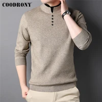 COODRONY Brand Thick Warm Sweater Pullover Men Clothes Autumn Winter New Arrival Fashion Button Turtleneck Knitwear Jumper C2140