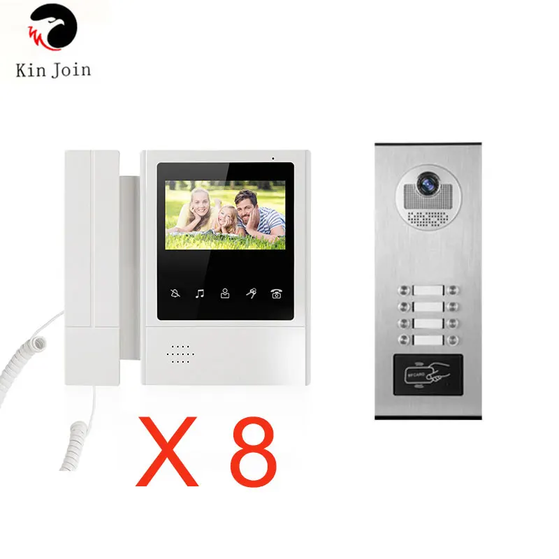 

Wired Apartments 4.3'' TFT Color Video Intercom Door Phone System RFID Camera Metal with 8/10/12 Monitor For Multi Apartments