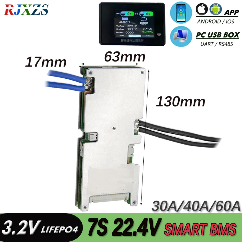 Умный bms 7S 30A/40A/50A 22 4 V Lifepo4 smart pcm с android bluetooth совместимым приложением UART wi по (app)