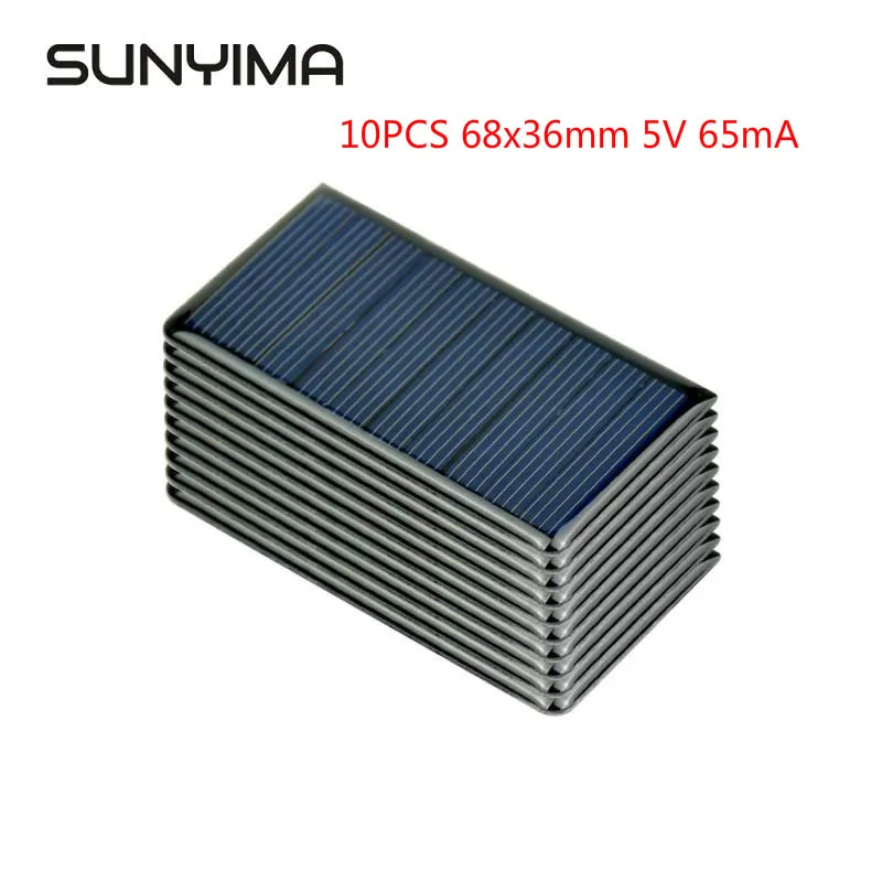 

SUNYIMA 10Pcs 68x36mm 5V 65mA Mini Polycrystalline Silicon Painel Solar Panel China Sun Power Solar System Kit DIY Battery Charg