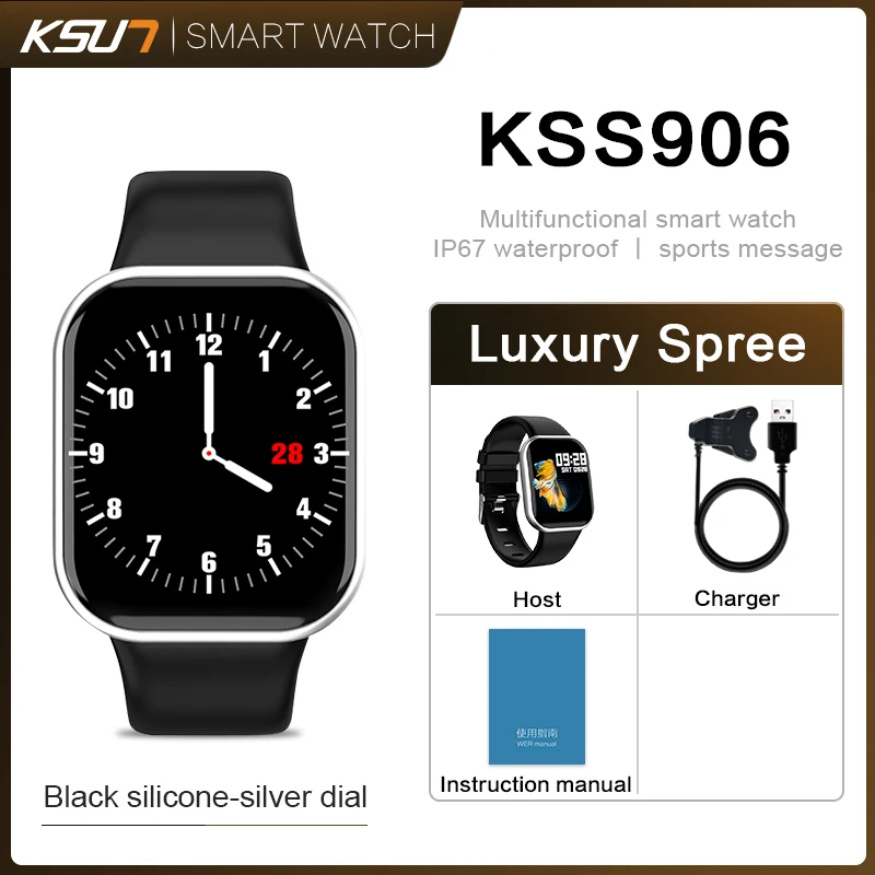 KSUN KSS906 Смарт-часы, браслет, спортивные фитнес-часы, кровяное давление, пульсометр, напоминание о звонках, Android, шагомер, Смарт-часы - Цвет: KSS906-S