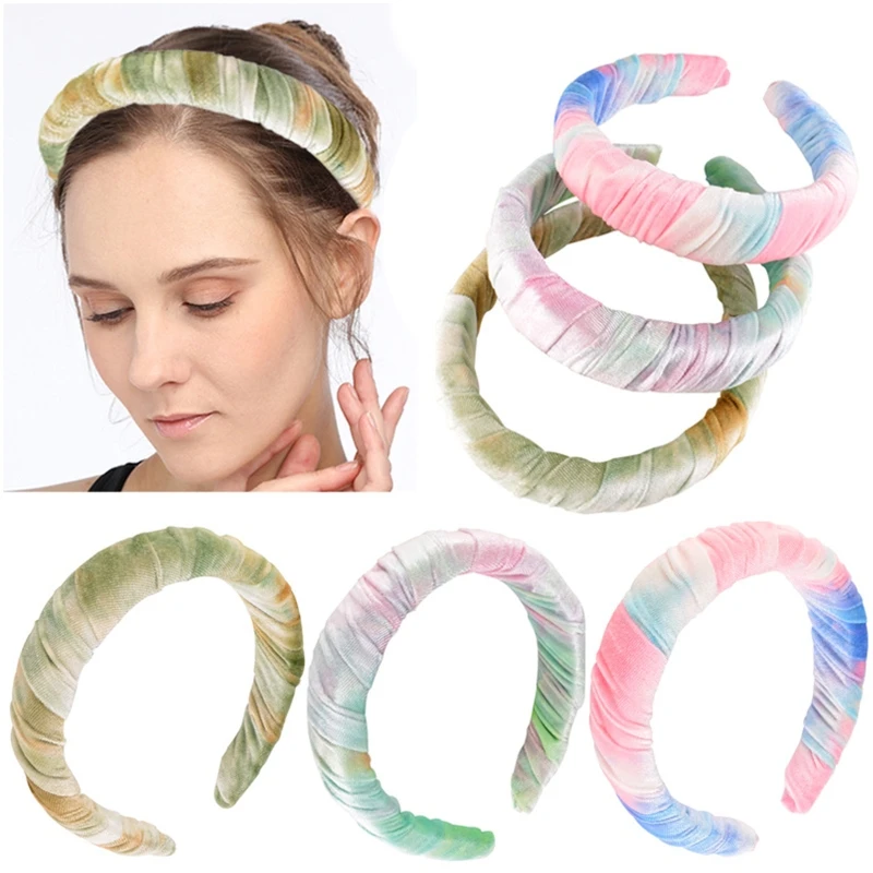 Повязка на голову женская бархатная в полоску милая винтажная широкая