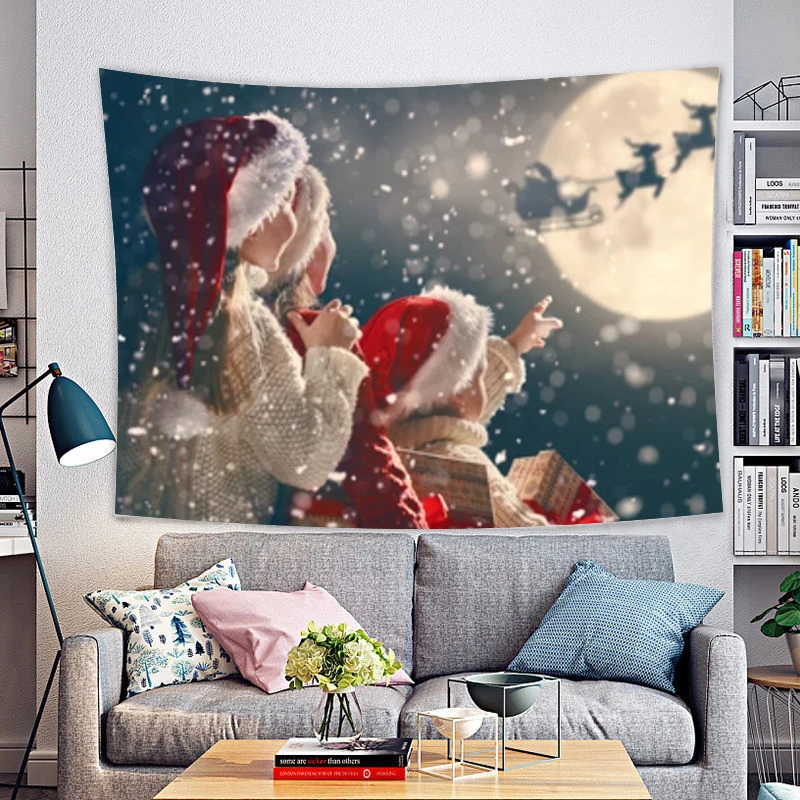 

Рождественский гобелен, праздничное украшение, фон, настенный гобелен, Снежная сцена, большое одеяло