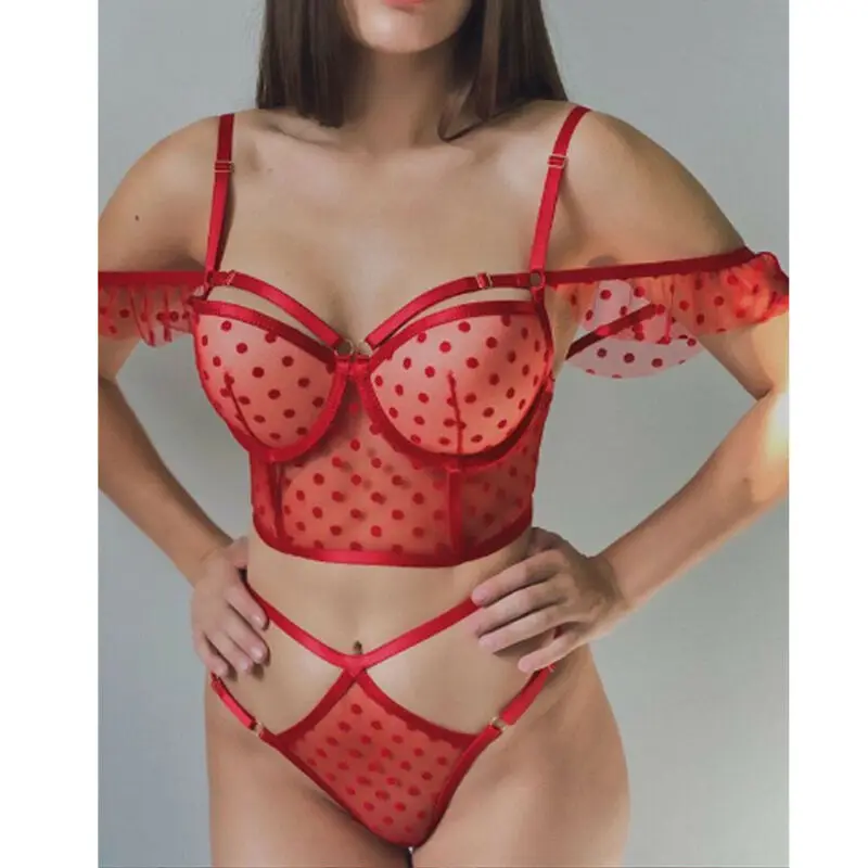 Фото Hirigin Sexy Bra Set For Women Garters Mesh Dot Print Push Up Lingerie Wire Bras Hollow Out Seamless Thong Panties Underwear Hirigin Sexy Bra Set For Women Garters Mesh Dot Print Push Up Lingerie Wire Bras Hollow Out Seamless Thong Panties Underwear