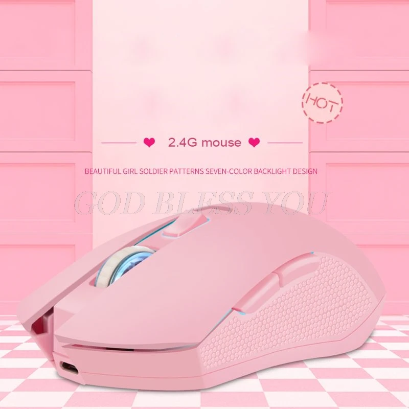 

Pink Silent LED Optical Game Mice 1600DPI 2.4G USB Wireless Mouse for PC Laptop Drop Shipping