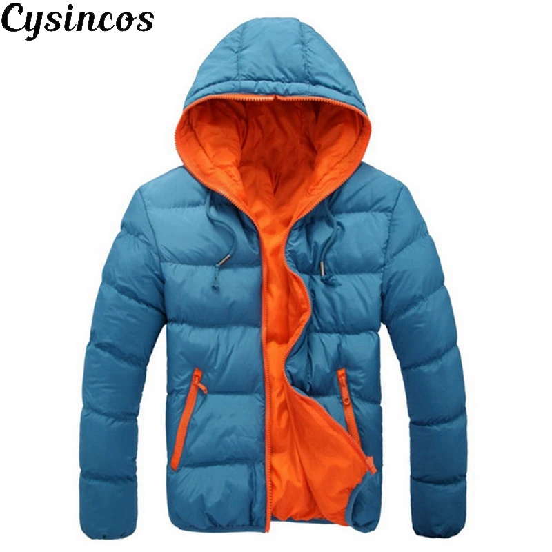 CYSINCOS M-4XL Мужская Зимняя Повседневная Толстая стеганая куртка с капюшоном на