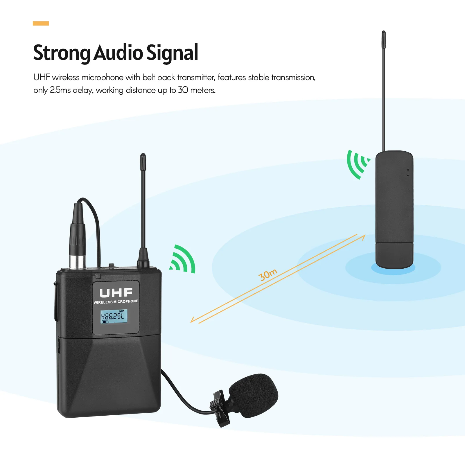 Беспроводной микрофон Andoer UHF Lavalier с отворотом и зажимом 1 трансмиттером usb