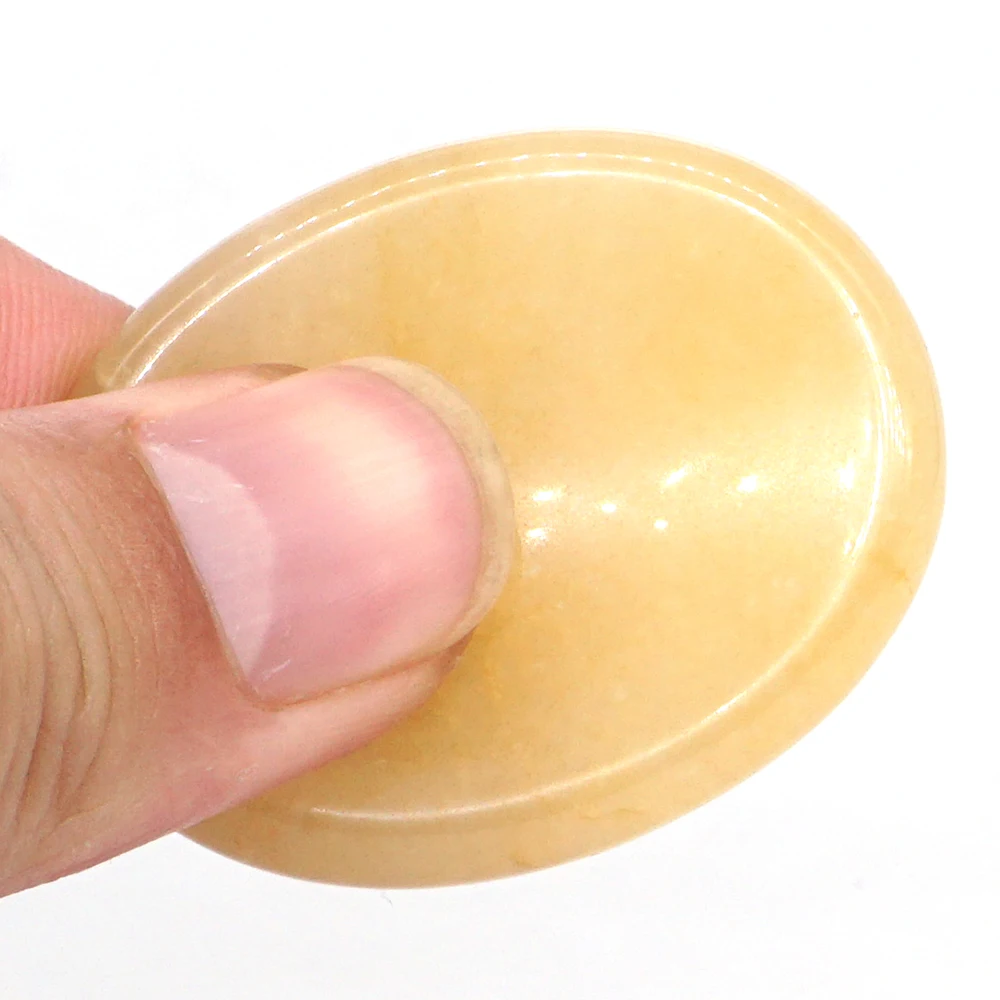 

1.7" Worry Stone Yellow Jade Reiki Healing Meditation Finger Natural Gemstone Massage Stone