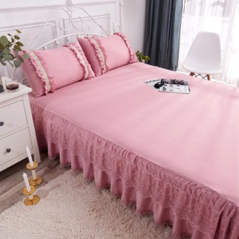 Bedding 1 piece set new lace bed cover fashion bed skirt thick sheets 2 pillowcase / double bed single bed dust ruffle 5 colors