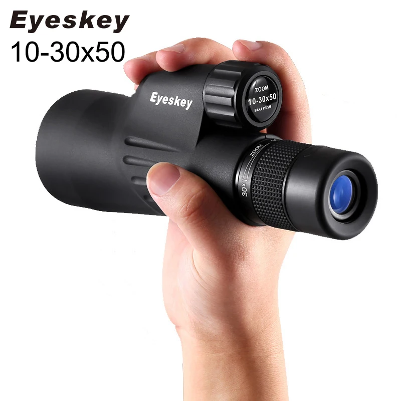 

Eyeskey Zoom 10-30x50 Monocular High Maganification Waterproof Telescope BAK4 Prism FMC Lens for Camping Hunting with Tripod