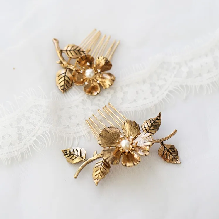 Delicate Vintage Gold Bridal Small Hair Comb Pins Crystal Accessories For Women Wedding Party Prom | Украшения и аксессуары