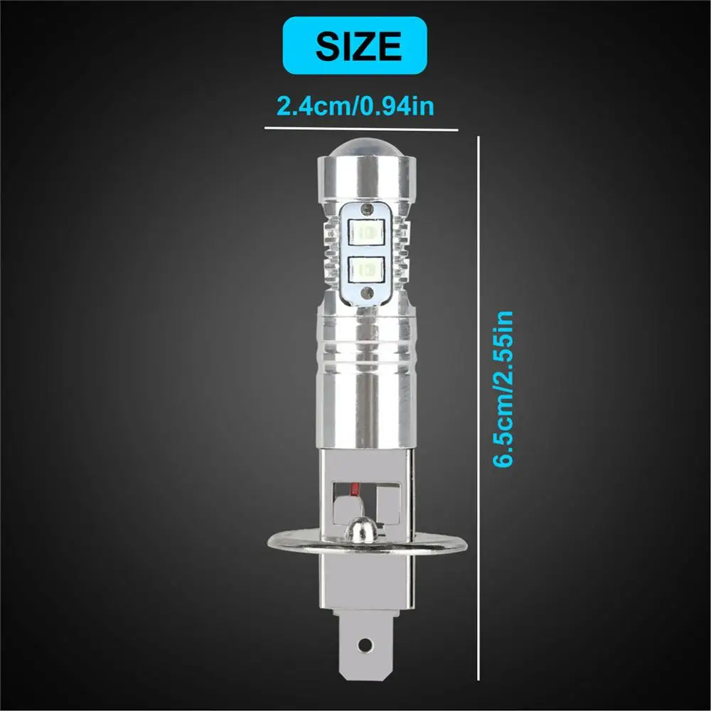 1 Pair H1 LED Headlight Bulbs 1800LM 8000K 50W Ice Blue Super Bright Car Headlights Mini Auto Fog Lamp Bulb Accessories | Автомобили и