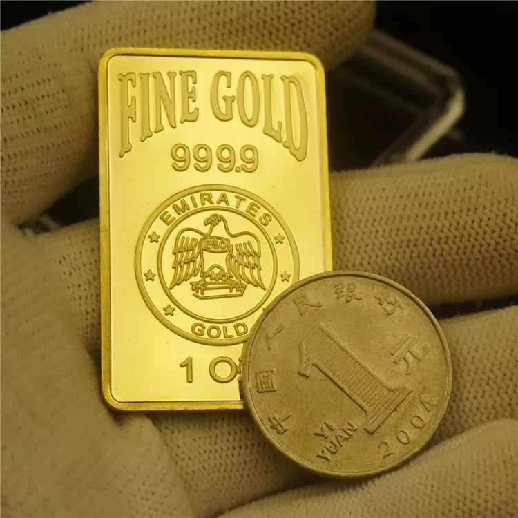 Emirates 1 OZ Fine Gold Bar Rose Design Plated Bullion Bars with Plastic Case for Home Decor and Gifts | Дом и сад
